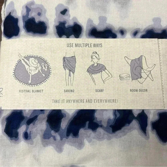 2/$12 Mudd Round Festival Wrap With Pouch Multiple Uses Sarong Blanket Scarf - Picture 6 of 7